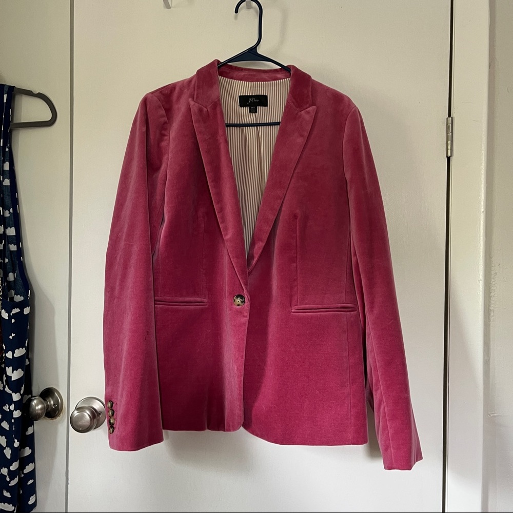 J Crew Parke Blazer in Pink Velvet Tall 14